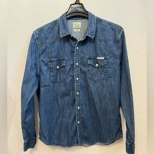 Mens Large Lucky Brand Denim Shirt